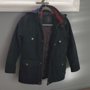 Urban Republic Boys Navy Poly/Wool blend hooded coat sz 10/12